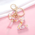 Miniatyrbillede 3 af 6: Mode Alphabet Initial Bogstav Nøglering Tassel Butterfly Vedhæng Nøglering til Pung Håndtasker Kvinder Pige Pink Butterfly Letter Z