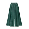 Miniatyrbillede 1 af 4: 1 stk. Dame Elastisk Talje Chiffon Bredbenede Bukser Løse Plisserede Bredbenede Bukser (grøn L)-mxbc