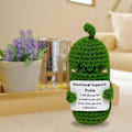 Miniatyrbild 3 av 5: Handgjord Emotionellt Stöd Inlagd Gurka Present med Uppmuntrande Kort Handgjord Virkad Emotionellt Stöd Gurka Stickad Docka Ornament Present B