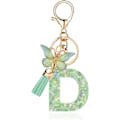 Miniatyrbillede 1 af 4: Mode Alphabet Initial Bogstav Nøglering Tassel Butterfly Vedhæng Nøglering til Pung Håndtasker Kvinder Pige Green Butterfly Letter D