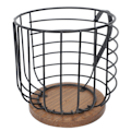 Miniatyrbillede 5 af 9: Jern kaffekapselholder med stor kapacitet, pladsbesparende træbase, husholdningskaffekapsel opbevaringsboks sort med låg black with lid