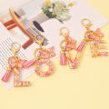 Miniatyrbillede 6 af 6: Mode Alphabet Initial Bogstav Nøglering Tassel Butterfly Vedhæng Nøglering til Pung Håndtasker Kvinder Pige Pink Butterfly Letter C