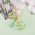 Miniatyrbillede 3 af 4: Mode Alphabet Initial Bogstav Nøglering Tassel Butterfly Vedhæng Nøglering til Pung Håndtasker Kvinder Pige Green Butterfly Letter S