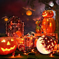 Miniatyrbillede 4 af 5: Røde, hvide og blå Halloween-lys, 98ft 300 LED Halloween-lyskæder med 8 tilstande, vandtætte i lyskæder til Halloween-fest, have