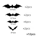 Pikkukuva 2 / 6: (12 kpl) Ripustavat Lepakot Halloween-Koristelu Ulkona, Suuret Lentävät Muoviset Lepakot Ulkokoristelu, Veranta, Piha, Nurmikko, Sisätiloissa
