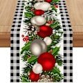 Miniatyrbild 1 av 6: Linne Röd och Svart Buffelrutig Julbordstablett 108 Tum Lång Säsongsbetonad Vinter Jul Jul Julhelg B