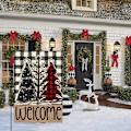 Miniatyrbillede 3 af 6: Glædelig Jul Træ Haveflag 12x18 Tommer Dobbeltsidet Ude, Rustik Buffalo Plaid Vinter Burlap Have Udendørs Dekorativt Flag