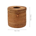 Miniatyrbillede 5 af 5: Cylindrisk stil multifunktionel flettet tissueboksholder egnet til badeværelsesarrangør bordplade soveværelse stue bil kontor cylindrisk stil