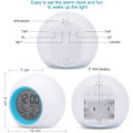 Miniatyrbild 5 av 7: Barnklocka, digital klocka med 7-färgad nattlampa, väckarklockor för pojkar flickor, batteridriven snooze-funktion, klocka för sängbord sovrum skrivbord