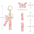 Miniatyrbillede 2 af 6: Mode Alphabet Initial Bogstav Nøglering Tassel Butterfly Vedhæng Nøglering til Pung Håndtasker Kvinder Pige Pink Butterfly Letter I