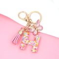 Miniatyrbillede 3 af 6: Mode Alphabet Initial Bogstav Nøglering Tassel Butterfly Vedhæng Nøglering til Pung Håndtasker Kvinder Pige Pink Butterfly Letter H