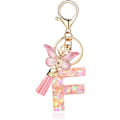 Miniatyrbillede 1 af 6: Mode Alphabet Initial Bogstav Nøglering Tassel Butterfly Vedhæng Nøglering til Pung Håndtasker Kvinder Pige Pink Butterfly Letter F