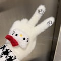 Miniatyrbilde 4 av 5: Glitterhansker for kvinner om vinteren - Varme, fluffy Hello KT - tema pelsvotter med tykkelse for studenters fem - fingers beskyttelse! white