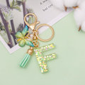 Miniatyrbillede 3 af 4: Mode Alphabet Initial Bogstav Nøglering Tassel Butterfly Vedhæng Nøglering til Pung Håndtasker Kvinder Pige Green Butterfly Letter F