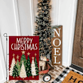 Miniatyrbillede 2 af 6: Glædelig Jul Træer Haveflag 12x18 Tommer Dobbeltsidet Lille Burlap Jule Rød Have Dekoration Til Udendørs
