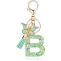 Miniatyrbillede 1 af 4: Mode Alphabet Initial Bogstav Nøglering Tassel Butterfly Vedhæng Nøglering til Pung Håndtasker Kvinder Pige Green Butterfly Letter B
