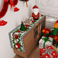 Miniatyrbillede 5 af 6: Linen Rød og Sort Buffalo Check Julebordsløber 108 Tommer Lang Sæsonmæssig Vinter Jul Juleferie B