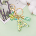 Miniatyrbillede 3 af 4: Mode Alphabet Initial Bogstav Nøglering Tassel Butterfly Vedhæng Nøglering til Pung Håndtasker Kvinder Pige Green Butterfly Letter a