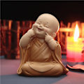 Miniatyrbild 3 av 5: 1/2/3 Söt Buddha Staty Monk Figurine Ornament Little för grin height 10cm 1Set