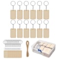 Miniatyrbild 4 av 5: 1/3 blank nyckelring set oavslutade trä tomma taggar 10m rep DIY 1Set