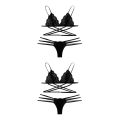 Miniatyrbild 4 av 5: 1/2/3/5 Womens 2 Piece Lace Hollow Perspective För Bikini Black M 2Set