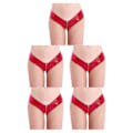 Miniatyrbild 3 av 5: 1/2/3/5 Underkläder Butt Briefs Front Open Sexig Nattklubb Tvättbar Red/2XL 5PCS