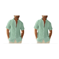 Miniatyrbild 1 av 5: 1/2 Resande Fotvandring Herr Button Down Skjorta Sommar Enkel Green XXL 2PCS