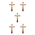 Miniatyrbild 1 av 5: 1/2/3/5 Zinklegering Väggkrucifix Cross Jesus Statue Staty Red 12x7cm 5Set