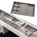 Miniatyrbild 2 av 5: 1/2/3/5 Stapelbar smyckesbricka Multipurpose Portable Velvet för Gray 3 in 1 1Set