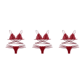 Miniatyrbild 5 av 5: 1/2/3/5 Womens 2 Piece Lace Hollow Perspective För Bikini Red S 3Set