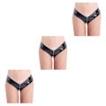 Miniatyrbild 1 av 5: 1/2/3/5 Underkläder Butt Briefs Front Open Sexig Nattklubb Tvättbar Black/2XL 3PCS