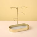 Miniatyrbild 3 av 5: 1/2/3/5 Smycken Organizer Stand Fack Display Rack för ringar Gold PU Leather Pad 20 x 10 x 21cm 1Set