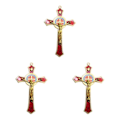 Miniatyrbild 1 av 5: 1/2/3/5 Zinklegering Väggkrucifix Cross Jesus Statue Staty Red 12x7cm 3Set