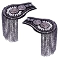 Miniatyrbild 2 av 5: 1/2/3/5 Epaulets tofs axelbrädor Legering för kläder Silver Black 6.7x11cm 1Set