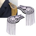 Miniatyrbild 2 av 5: 1/2/3/5 Epaulets tofs axelbrädor Legering för kläder Silver 6.7x11cm 1Set