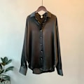Miniatyrbild 4 av 5: Kvinnor Button-up skjorta Arbetar Lapel Blus Kläder Kläder Black 2XL