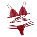 Miniatyrbild 4 av 5: 1/2/3/5 Womens 2 Piece Lace Hollow Perspective För Bikini Red M 1Set