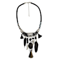 Miniatyrbild 5 av 5: 1/3 Vintage smycken Turkos tofsar Choker Bohemian Statement Black 45+8cm 1Set