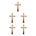 Miniatyrbild 2 av 5: 1/2/3/5 Zinklegering Väggkrucifix Cross Jesus Statue Staty Red 12x7cm 5Set