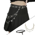 Miniatyrbild 3 av 5: 1/2/3 punk midjebälte kedja justerbar för kvinnor män flicka pojke Chain and Belt 155g 1Set