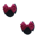 Miniatyrbild 3 av 5: 1/2/3/5 tyg lätt att bära Elastiska hårnät för moderiktiga Two Bows- rose red 2Set