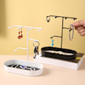 Miniatyrbild 3 av 5: 1/2/3/5 Smycken Organizer Stand Fack Display Rack för ringar Black PU Leather Pad 20 x 10 x 21cm 1Set