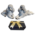 Miniatyrbild 5 av 5: 1/2/3 Pudel Hund Staty Djur Figurine Vardagsrum Kontor Gray 8.6x4x6cm 12.5x4x5.8cm 2Set