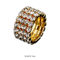 Miniatyrbild 5 av 5: 1/2/3/5 Stretch Crystal Ring Utsökt inläggning för Elegant golden 4 rows 5PCS