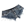 Miniatyrbild 5 av 5: 1/2 Kvinnor Slim Fit Low Waist Distressed Jeans Hot Micro Stretchy blue M 2Set