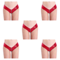 Miniatyrbild 2 av 5: 1/2/3/5 Underkläder Butt Briefs Front Open Sexig Nattklubb Tvättbar Red/2XL 5PCS