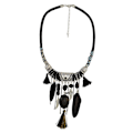 Miniatyrbild 3 av 5: 1/3 Vintage smycken Turkos tofsar Choker Bohemian Statement Black 45+8cm 1Set