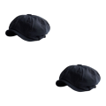 Miniatyrbild 3 av 5: 1/2 Andas Herr Newsboy Hat Mjuk 8 Panels Huvudbonad för hösten Black 4XL 2Set