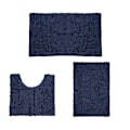 Miniatyrbild 1 av 5: utmärkt Randiga badrumsmattor Non-Slide 3-delad Set För dark blue