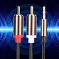 Miniatyrbillede 6 af 8: Audio Højttalerkabel Computer Subwoofer Kabel Telefontilbehør 2-i-1 3,5 mm Han til 2RCA 1-meter{ad} 0.1